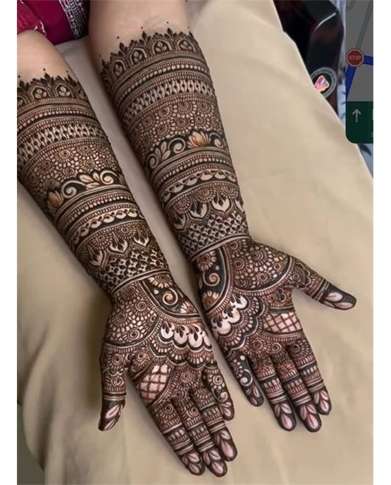 Detailed Fan With Cluster Covering Modern Full Hand Mehndi Design